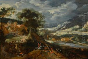 Extensive landscape with a bull hunt