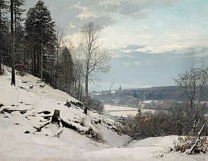 A winter landscape with Munich in the distance. A winter landscape with Munich in the distance.