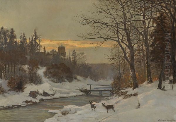 Winter landscape at a river. - view 1