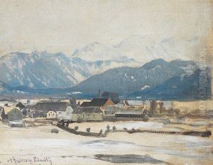 A winter landscape near Munich. by Anders Andersen-Lundby