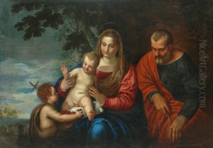 Holy Family with St. John the Baptist. by Benedetto Caliari