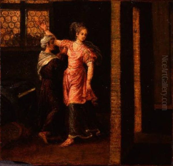 Judith dressing up before presenting herself to Holofernes - view 1