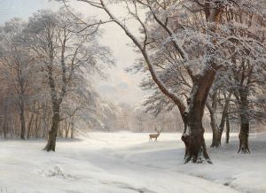 Vinterdag i Dyrehaven. by Anders Andersen-Lundby