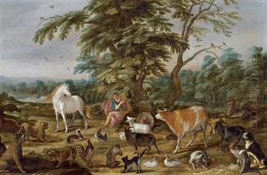 Orfeus spelend voor de wilde dieren