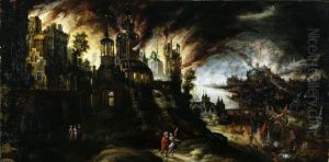 Sodom and Gomorrah being destroyed.