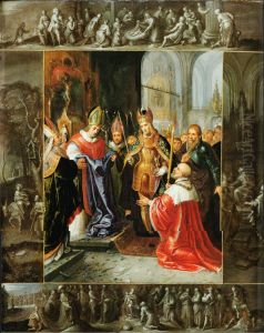 Emperor Charles V shown the Virgin's robes