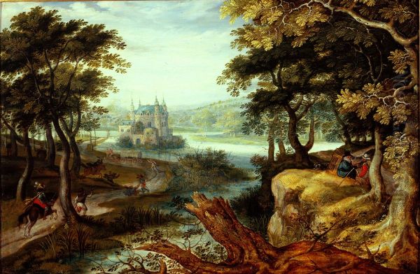 Landscape with a castle and staffage - view 1