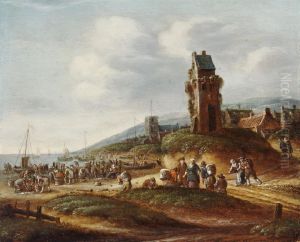 Fishermen unloading their catch at the beach near Egmond by Thomas Heeremans
