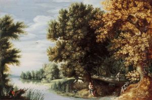 Landscape with bagpipe player