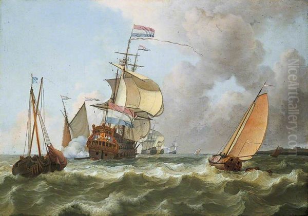 The Warship 'Hollandia' in Full Sail - view 1