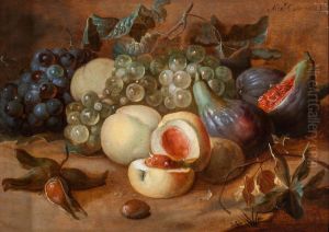 Still Life of Grapes, Figs, Peaches and Hazelnuts