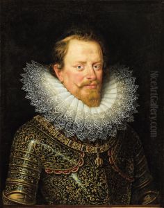 Portrait of Vincenzo Gonzaga, Duke of Mantua, wearing armour and the Order of the Golden Fleece by Frans Pourbus the younger