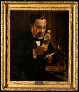 Louis Pasteur, proponent of the 'germ' theory of disease. by Albert Edelfelt