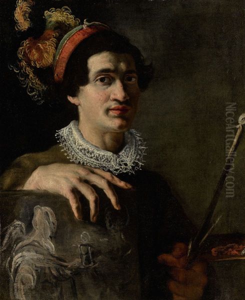 Self-portrait with a canvas and maulstick - view 1