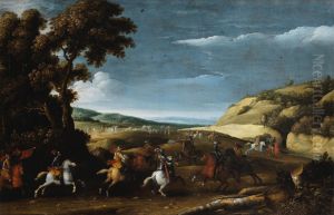 A cavalry skirmish by Gabriel Franck
