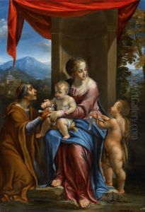 The Virgin and Child with Saints Elizabeth and the Infant John the Baptist by Angelo Caroselli