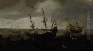 Whaling expedition in a rough sea