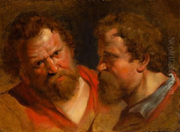 Study of two male heads - view 1
