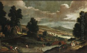Landscape with wayfarers and fishermen Landscape with wayfarers and fishermen