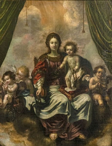 The Virgin and the baby Jesus with the RosaryFrancais:La Vierge et l'enfant Jesus au RosaireItaliano:La Vergine e il bambino Gesu al Rosario - view 1