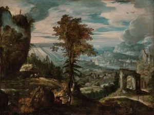 Landscape with scenes from the life of Christ
