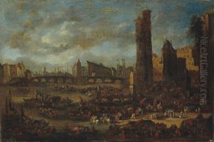View of Paris, with the Pont Neuf and the Tour de Nesle by Pieter Casteels II
