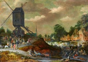 Post Mill on a Riverbank by Adriaen Van Stalbemt