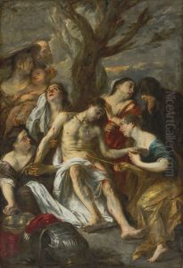 Saint Sebastian Tended by Saint Irene by Jan Cossiers