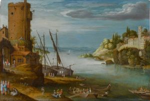 River landscape with a fort