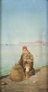 Pescatore Con Veduta Di Capri by Vittorio Capessiero