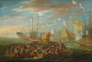 Sea battle between the Spanish and the Duchy of Savoy by Cornelis de Wael