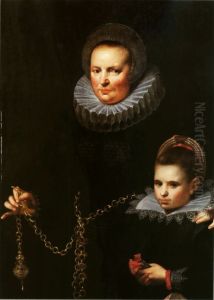 Portrait of mother and daughter. by Cornelis De Vos
