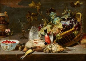 Still Life with Birds and a Basket of Grapes by Frans Snyders