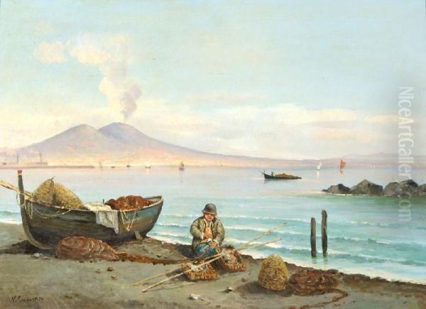 Pescatorello Sulla Spiaggia Davanti Al Vesuvio - view 1
