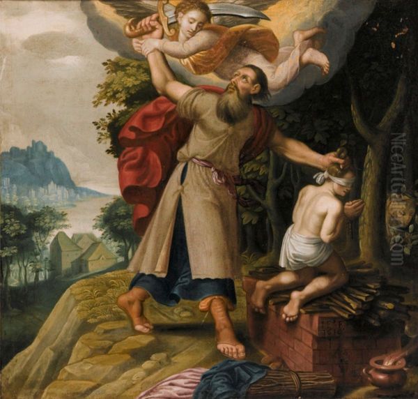 The angel restraints Abraham from sacrifising Isaac - view 1