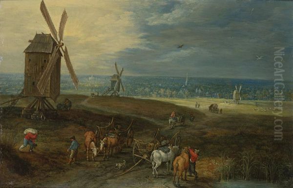 Extensive Landscape with Travellers Before a Windmill - view 1