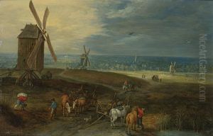 Extensive Landscape with Travellers Before a Windmill by Jan Brueghel the Younger