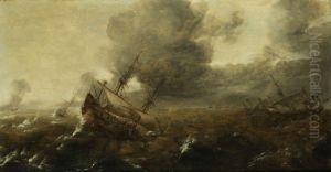 Ships in stormy sea