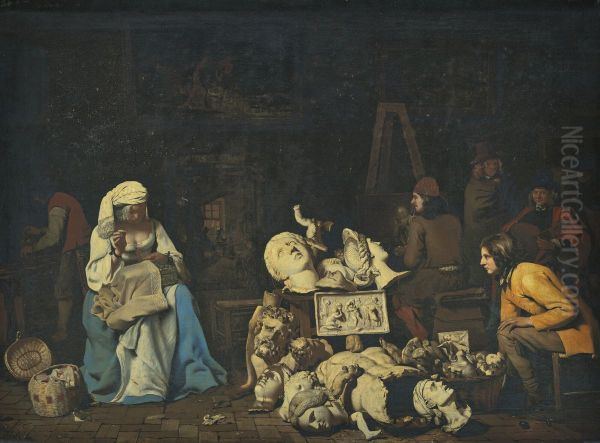 The Artist's Studio with a Seamstress - view 1