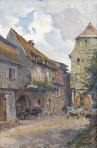 Elsassische Strassenpartie Mit Ochsenkarren by Georges Capgras