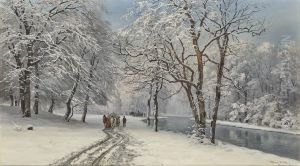 Vinterdag i den engelske have i Munchen. by Anders Andersen-Lundby