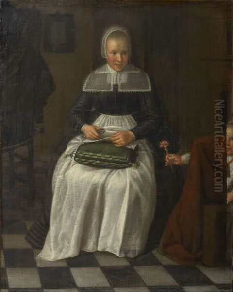 An orphan girl while sewing - view 1