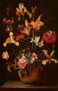 Vase of flowers in an earthenware vase