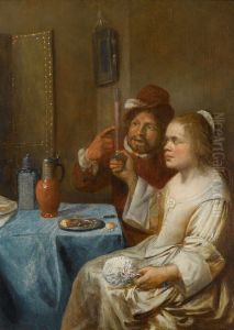 A couple drinking wine by Joos van Craesbeeck