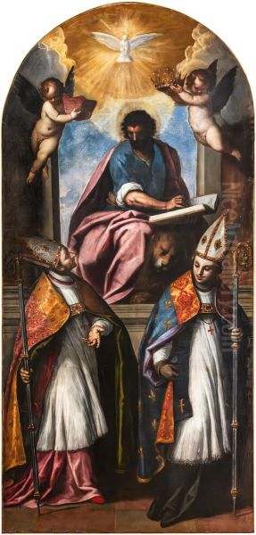 Saint Mark Enthroned with saints Charles Borromeo and Louis of Toulouse - view 1