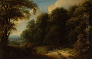 The Sonian Forest with travellers on a path by Peter Snayers