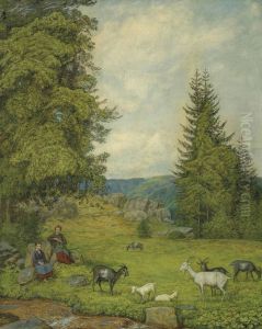 Children with goat herd by Hans Thoma