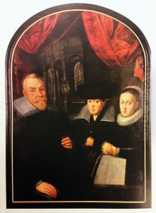 Portrait of Christian Henning with his wife and daughter. by Herman Hahnor follower