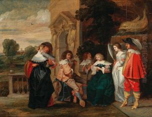 Elegant company making music by Christoffel Jacobsz van der Laemen