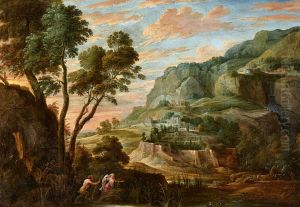 Panoramic Mountain Landscape with Pan and Syrinx by David Teniers the Younger
